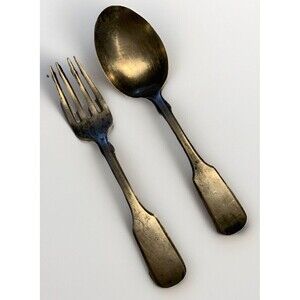 Vintage Lunt Little Men Women Sterling Silver Tableware Fork & Spoon Youth Baby